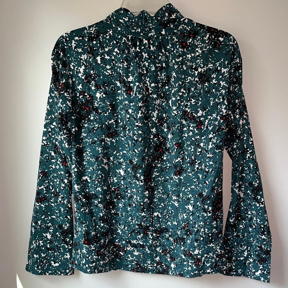 Elizabeth and James Teal Turtleneck Blouse - Picture 4 of 9